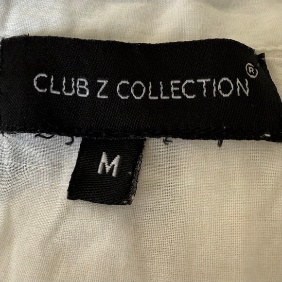 Club Z White Button Up Shirt Dress Cover Up M Embroidery Crochet Beachy Coastal - Picture 8 of 10